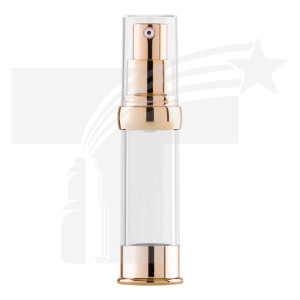 Botella Airless 20 ml oro con tapa cristal